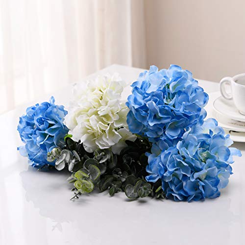 Aviviho Blue Hydrangea Silk Flowers Heads Pack Of 10 Full Hydrangea Flowers Artificial With Stems For Wedding Home Party Shop Baby Shower Décor #TOP1