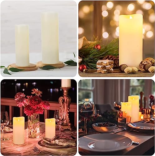 Hanzim T9 Flameless Flickering Battery Operated Candles 4 Inch 5 Inch 6 Inch 7 Inch 8 Inch 9 Inch Set Of 9 Ivory Real Wax Pillar Led Candles With 10-Key Remote And Cycling 24 Hours Timer thumb #2