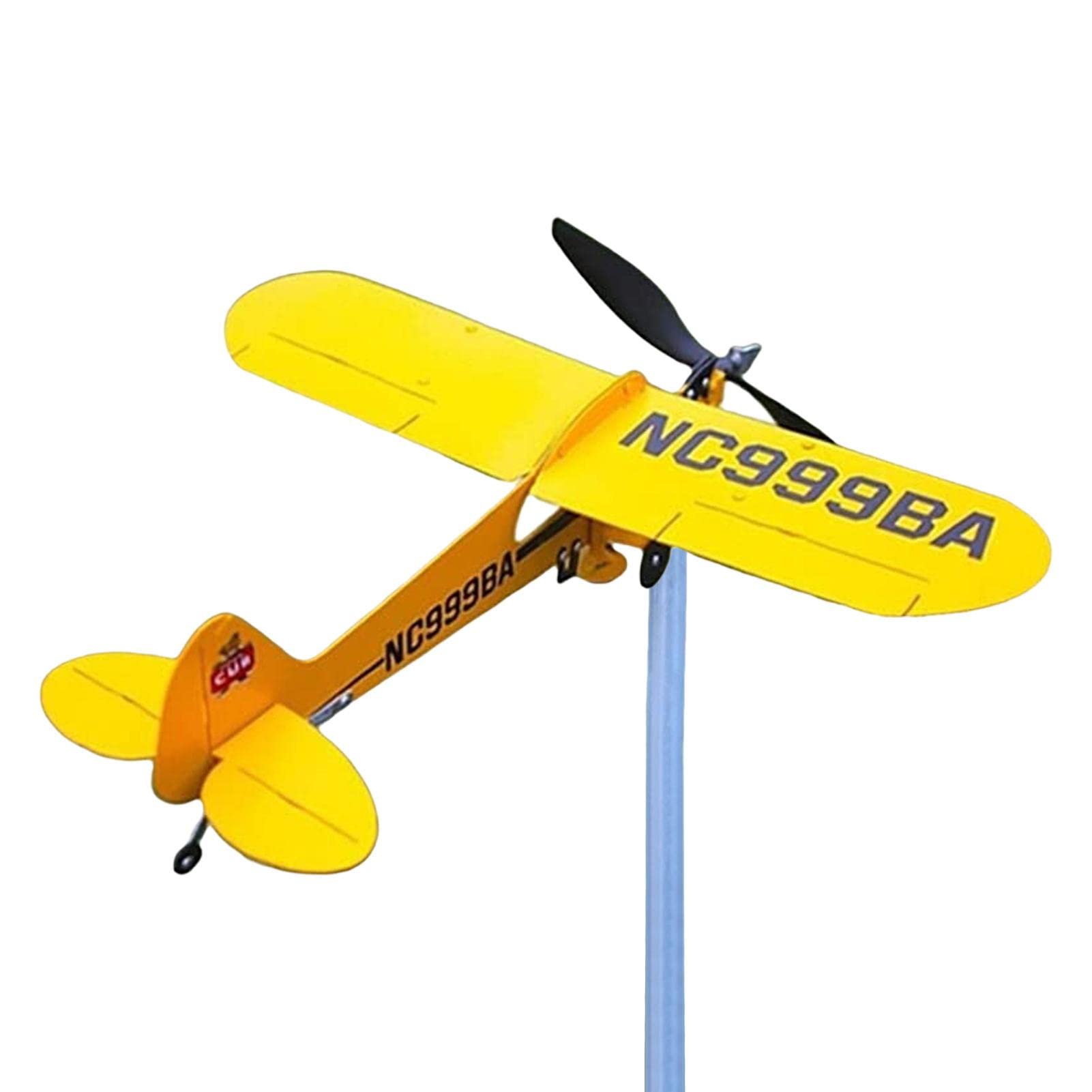 Rianpesn 20X18cm Airplane Wind Spinner | Handmade Airplane Float Plane Weathervane | Piper J3 Cub Airplane - For Lovers, Metal Weathervane Decoration