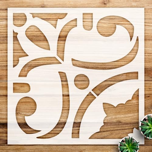 Flower Ornament Tile Stencil Pattern for Bathroom and Kitchen Floors, Reusable Mylar Template for DIY Home Decor Projects - Size A4 (8.5