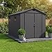 JUMMICO 6x8 XXL Gartenhaus, 9,4m³ Kunststoff-Geräteschuppen mit Boden, 185x240x210 cm, Wetterfest & Frostsicher, Ideal für Fahrräder, Rasenmäher, Gartengeräte, Dunkelgrau