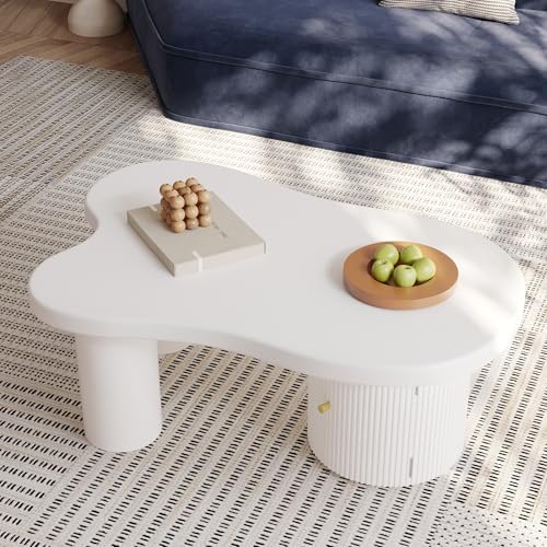 WISDOMLIFE Asymmetrischer Couchtisch mit Stauraum, Robuster Coffee Table 100×60×37 cm, Schlichtes Möbel für Wohnzimmer Büro mit Aluminiumgriff Schrank – Bild 5