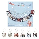 Nbeads 12 個の猫のステッチマーカー, 6 スタイル 合金 エナメル 猫 かぎ針編み ステッチ マーカー チャーム 取り外し可能 ロッキング ステッチ マーカー 編み物 織り 裁縫アクセサリー キルティング ハンドメイド ジュエリー