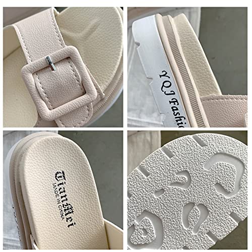 GHYUB Slippers Womens Open Toe，Flip Flops for Women,Comfy Premium Summer Slippers,Outdoor Beach Sandals with Adjustable Laces (Color : Beige, Size : EUR39/40)2