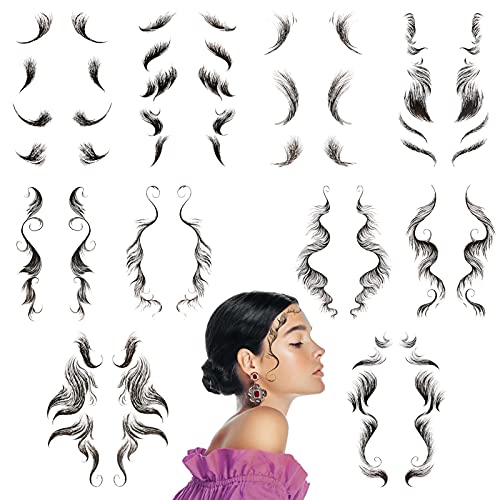 10 styles Baby Hair Bangs Tattoo Stickers- Waterproof Fashion Curly Hairline Tattoo Temporary Hair Stickers Long-lasting Hair styling Tattoo Baby Hair Edge Template for Women Grils