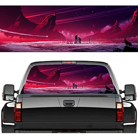 Personalise Badge Emblem For Automotive Windshield Car Rear Window Decals - Wolf Graphic Decal Truck Stickers, Car Decal for Car Truck SUV Jeep, Universal Scratch Hidden Car Stickers,66x29 inch Cover