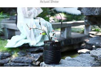 Amazon.co.jp: 和風 竹編み 花器 花瓶 竹器 持ち手付き 生け花 竹