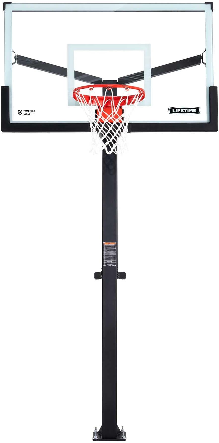 Lifetime 60" Mammoth Deluxe In-Ground Basketball Hoop, Mammoth Lift Adjustable Height, Tempered Glass Backboard Bolt Down System