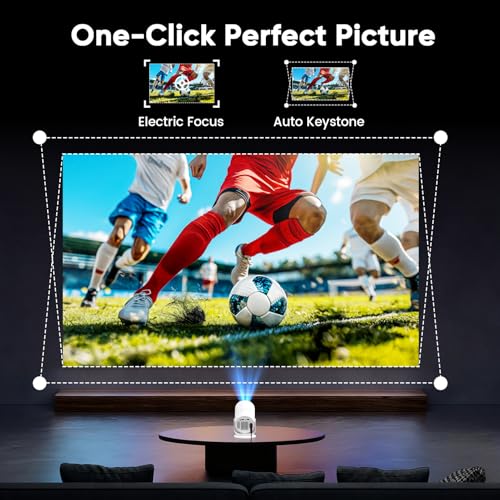 【GTV & AI Voice Control】Tecaki Mini Projector, Portable Projector with Over 1,900 Certified Apps, Netflix/Prime Video/Disney+/Sky Sports, Native 1080P 4K Supported, 180° Rotatable Electric Focus - Image 5