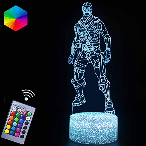 Skull Trooper Night Light Lamps Fortress Battleroyale 3D Optical Illusion Led Nursery Nightlights Gifts For Game Lovers Remote Control & Rgb Colors Display For Kids Boys Bday Xmas (Skull Trooper) #TOP18