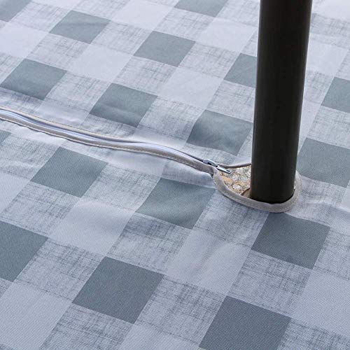 Melanovo Outdoor Patio Tablecloth With Umbrella Hole And Zipper, Water And Stain Resistant Fabric Table Cloth For Umbrella Table, Seats 4 People (Round 60", Grey) #TOP2