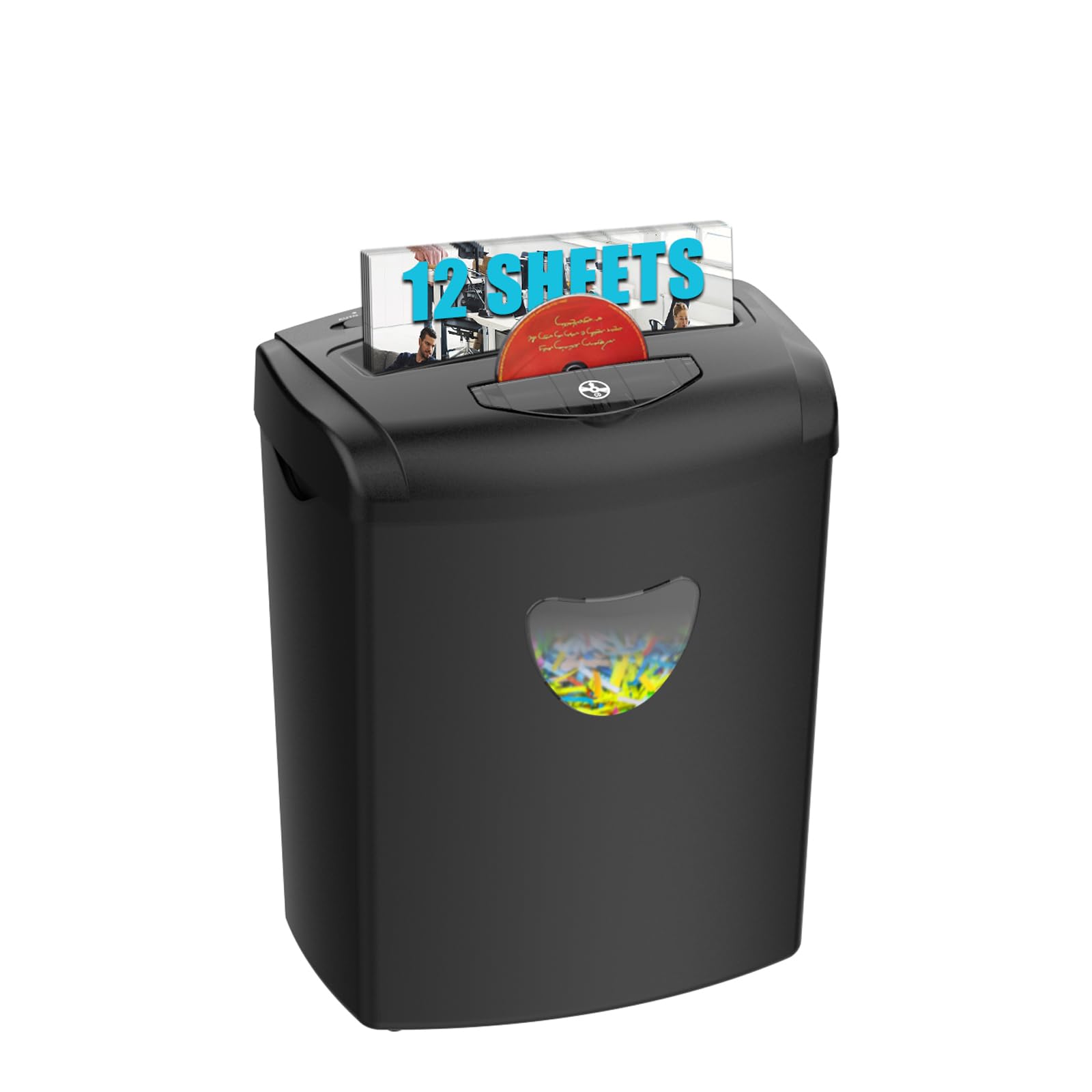 Paper Shredder for Home with12 Sheet Cross Cut 5 55-Gallon Basket P-4 Security Shred for Cards CDs Staples