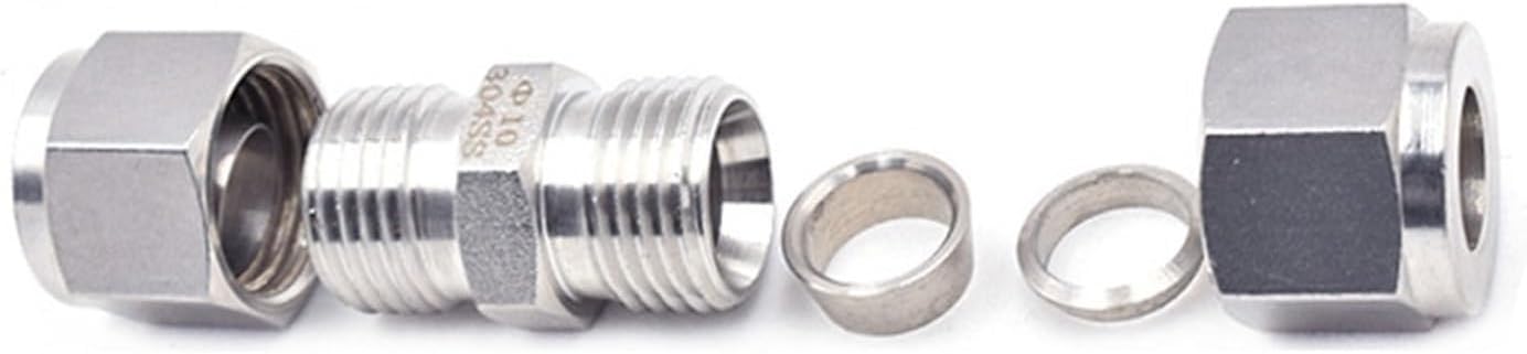 1pc 304 SS Stainless Steel 3 4 6 8 10 12mm 1/8" 1/4" 3/8" 1/2" OD Pipe Double Ferrule Tube Fitting Connector(3/8")