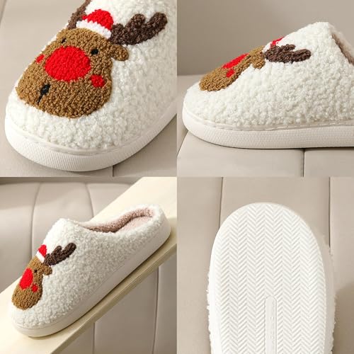 Christmas reindeer slippers, men and women, plush and warm Santa slippers, plush home slippers (various styles)3