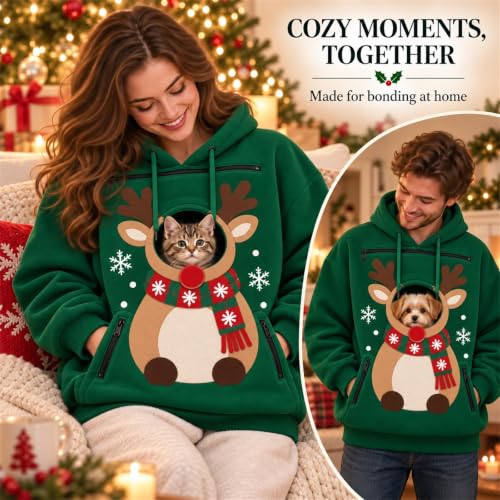 Christmas Hoodie With Dog Pouch Pet Pocket Sweatshirt For Women With Pocket - image 2