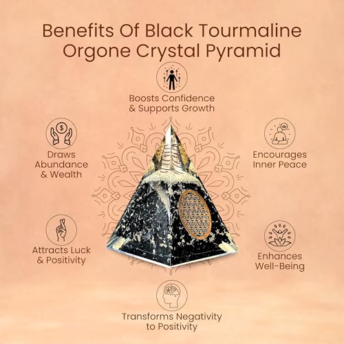 Image of Orgone Black Tourmaline Pyramid - Healing Crystal for Protection, Motivation, EMF Shielding & Meditation - Orgonite Pyramid for Chakra Balancing, Reiki, Spiritual Energy & Positive Vibrations