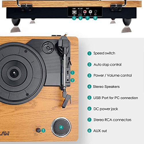 Image of Claw Stag Superb Plus Vinyl Record Player with Built-in Stereo Speaker & USB Digital Conversion + Shaitaan & Do AUR Do Pyaar Premium Vinyl Record Disc|Black