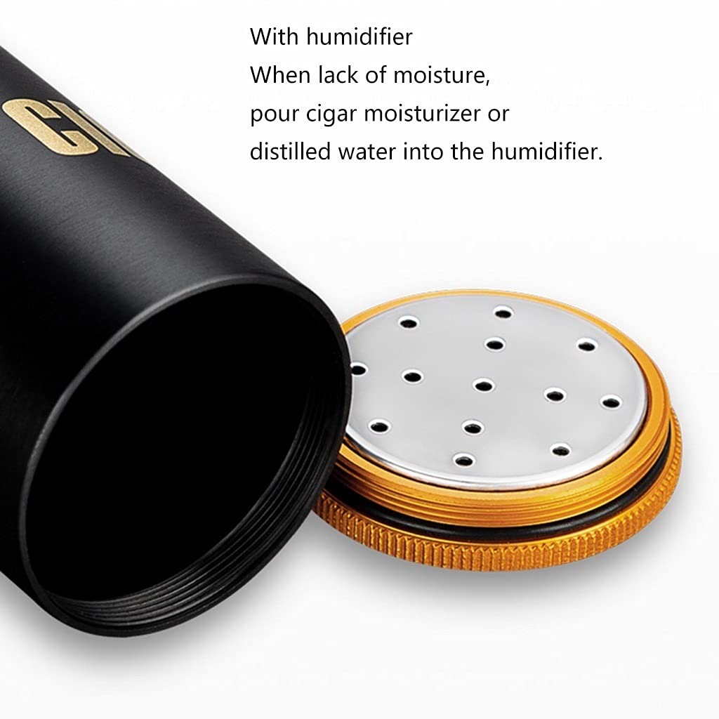 MRKU Scatole per sigari, umidificatori, umidificatore Portatile per sigari, Tubo per sigari da Viaggio con igrometro e umidificatore, Porta sigari, Contiene 3-4 sigari