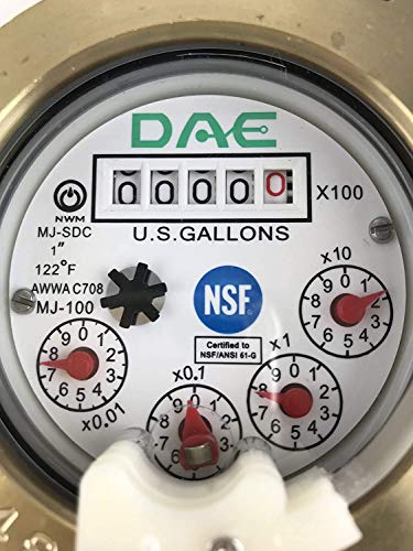 Dae Mj-100 1" Nsf61 Lead Free Potable Water Meter, Pulse Output + Couplings, Gallons #TOP3