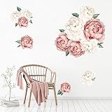 Peony Flowers Wall Decals Floral Wall Stickers Murals Delicate Wallpaper Art Applique, Decorative Wa