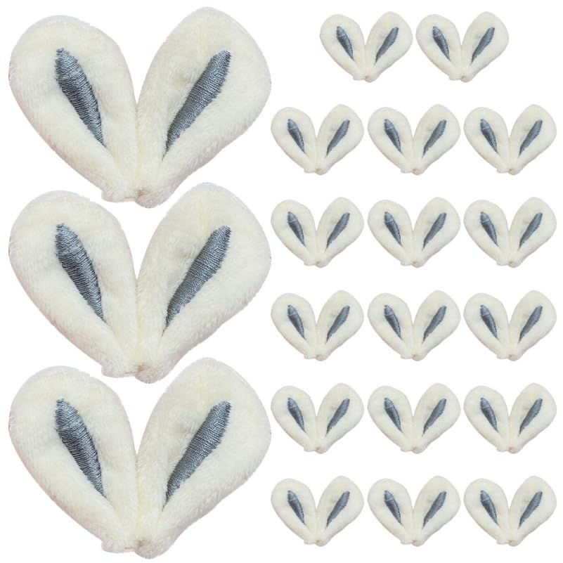 STOBAZA 30pcs Fabric Bunny Ear Charms, Rabbit Ear Decorations for DIY Hair Clip Making, Easter Craft Embellishments for Headbands, Handmade Hair Accessories, Clothing and Scrapbooking