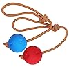 Kacouni Hundeball mit Schnur, 2 Stück Wurfball mit Seil, Langlebig, Weich und Elastisch Vollgummiball für Agilität und Extrem Weite Würfe, Fangen und Ziehen des Krieges (5 cm, Blau + Rot)