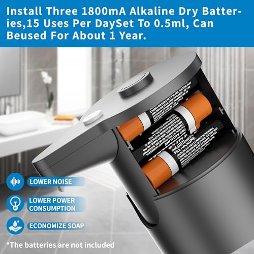 Image of Aunmaon Automatic Soap Dispenser Touchless, 15-Level, Kitchen Bath Black | Hands-Free, 15-Level Dial Control, Thick & Thin Soap Compatible, Long Battery Life, Easy for Toddlers, Wall Mountable