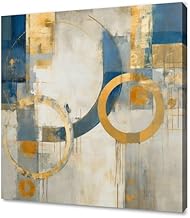 تابلوه مودرن كانفس تجريدى و دوائر مقاس 60×60 سم ( طباعه على كانفاس – تابلوه مودرن + برواز ذهبى مميز ) من سفير آرت SAL1-M