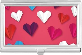 Origami Geometric Abstract Heart Pattern Business Card Holder Case Pocket Box Wallet