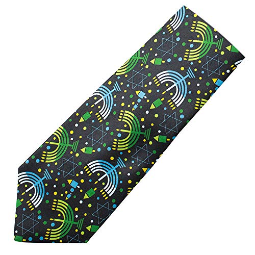 Jacob Alexander Men's Hanukkah Symbols Menorah Candles Star of David Dreidel Regular Neck Tie