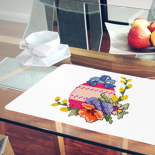 Sets de table œuf broderie pour repas de Pâques et brunch