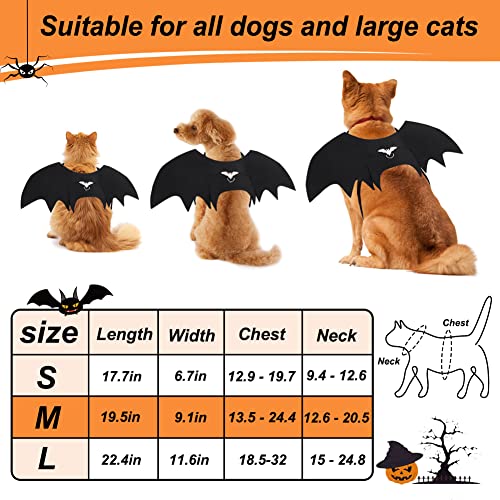 Vivifying Fledermausflügel Hund, Halloween Hundekostüm Fledermaus Flügel mit Kürbisglocke, Einstellbar Fledermaus Flügel Cosplay Dekoration(Hals: 12,6-20,5 Zoll/Brustumfang: 13,5-24,4 Zoll)