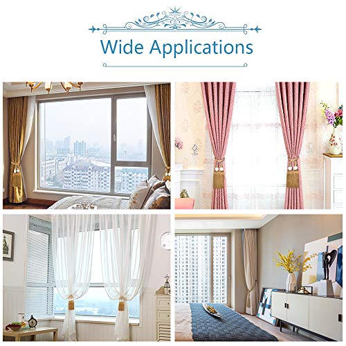KISENG Decorative Curtain Tiebackss Ball Tassels Holdbacks for Home Office Windows Drapery Fasteners Braided Buckle Fringe Ropes, Set of 2 (Golden)