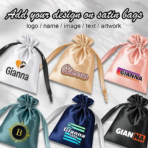 TOPTIE Custom 50 PCS Silk Satin Gift Bag with Drawstring, Jewelry Pouch Bags Logo Printed Premium Cosmetic Bag, 3.2 X 4.3 Inches2