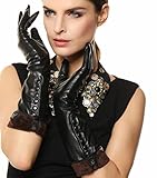 Women's Touchscreen Long Elbow Length Winter Fleece Lined Gloves Buttons