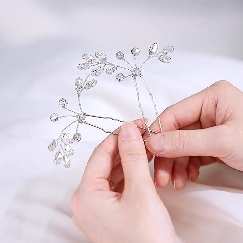 Miniatura 5 de Unicra Horquillas de cristal para el cabello de novia con diamantes de imitación, accesorios para el cabello de boda para mujeres y niñas