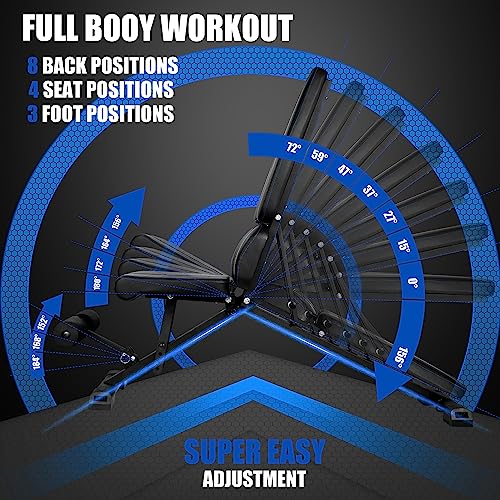 Weight Bench Adjustable Strength Training Workout Benches Foldable Work Out Incline Bench Set For Home Gym Weight Lifting Dumbbell Exercise Full Body Workout With Resistance Rope #TOP3