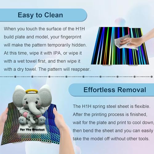 Image of IdeaFormer-3D H1H Smooth Build Plate for Bambu Lab A1 Mini, Rainbow Streak+Phantom Double Sided Textured Spring Steel Sheet 184x184mm for Bambulab A1 Mini