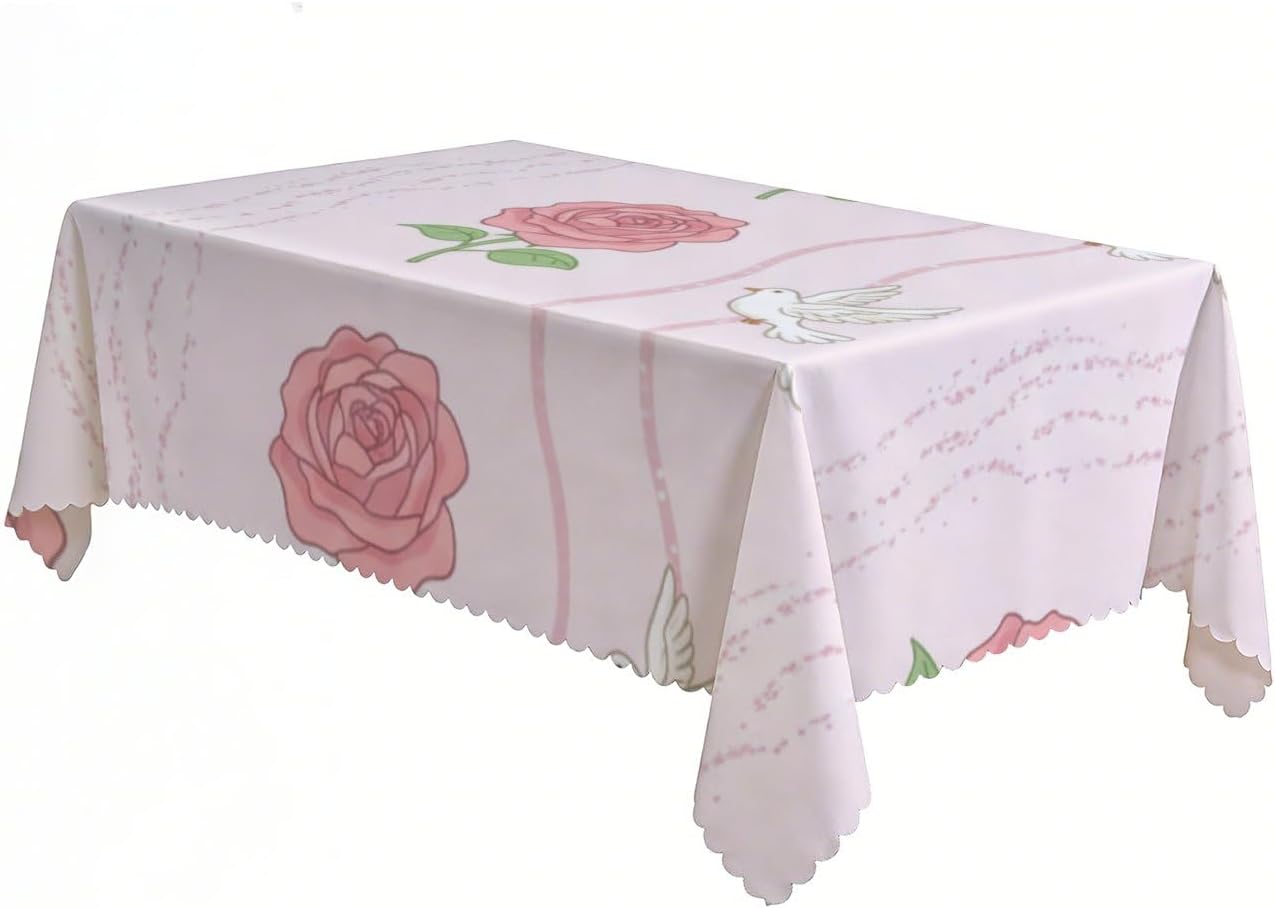 Wavy Line Table Covers 60x120 in, Oil Proof Spill Proof Mid Century Vintage Coffee Table, Girl Birthday Decorations Vintage Cloths Rectangle for Picnic Seasonal Everyday Cover
