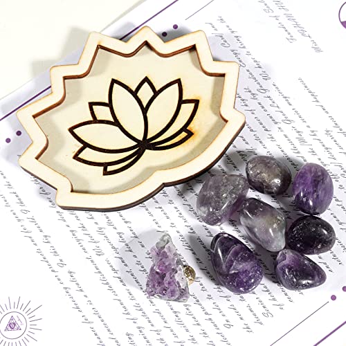 Soulnioi Lotus Wooden Tray Holder Decorative Display Flower Trays for Jewelry/Crystal/Gemstones (White) - Image 3