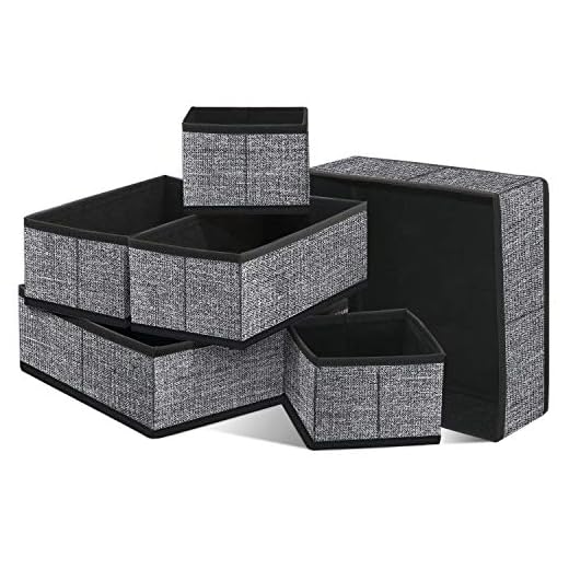 homyfort Juego de 6 organizadores de cajones de Tela, Organizadores de Ropa Interior, Separadores de cajones para Guardar Calcetines, Ropa Interior o Accesorios de bebé, Negro Lino, XACB6P