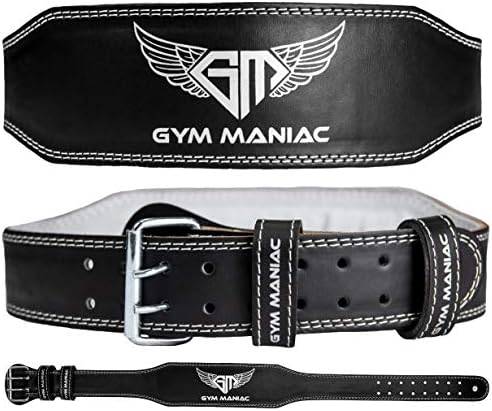 Gym Maniac GM Weight Lifting Belt for Men and Women - Adjustable Exercise Equipment for a Better Gym and Training Workout - For Safer Squats, Deadlifts, Powerlifting and More - Heavy Duty Grade