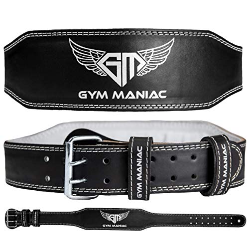 Gym Maniac GM Weight Lifting Belt for Men and Women - Adjustable Exercise Equipment for a Better Gym and Training Workout - For Safer Squats, Deadlifts, Powerlifting and More - Heavy Duty Grade