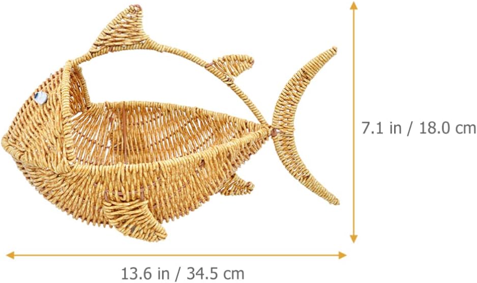 Zerodeko Cartoon Fish Storage Basket Rattan Serving Basket Restaurant Serving Woven Fruit Bakery Dessert Plastic Food Tray Household Egg Food Pp Multifunction