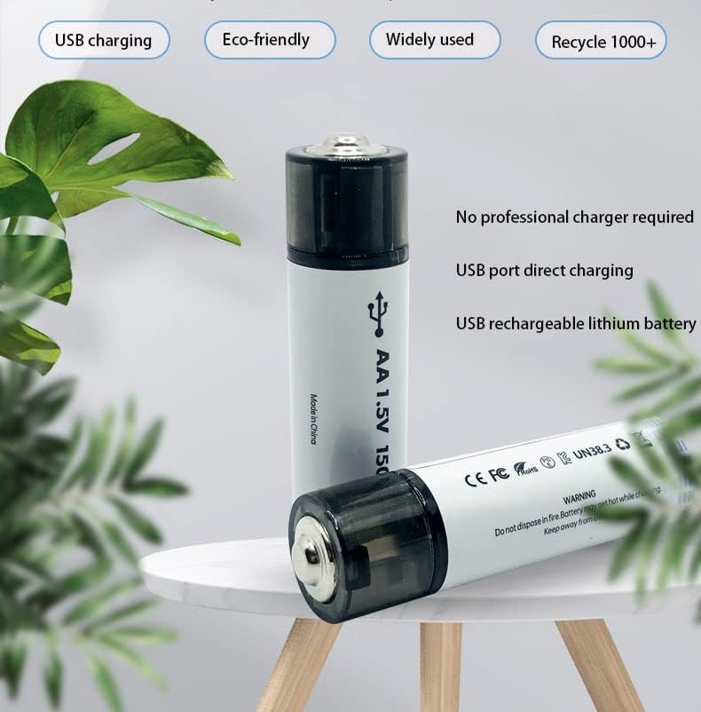 Vista 2 de Baterías AA recargables USB de carga directa de 1.5 V, 1500 mWh, batería recargable de iones de litio USB, batería AA recargable de alta capacidad