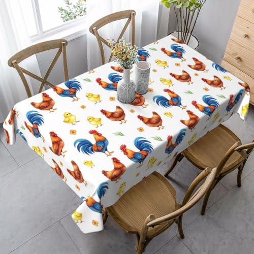 Nappe poule coq poussin 137x183cm de table rectangulaire
