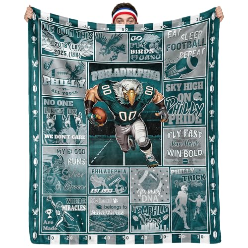 HTAPCHLY Football Fan Throw Blanket Game Day City Colors Collage Flannel Blanket for Tailgate & Couch Cozy Sports Lover Gift