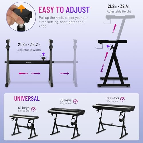 Cahaya CY00366-1-US Keyboard Stand Heavy Duty: Z Style Piano Stands Stable And Portable thumb #3