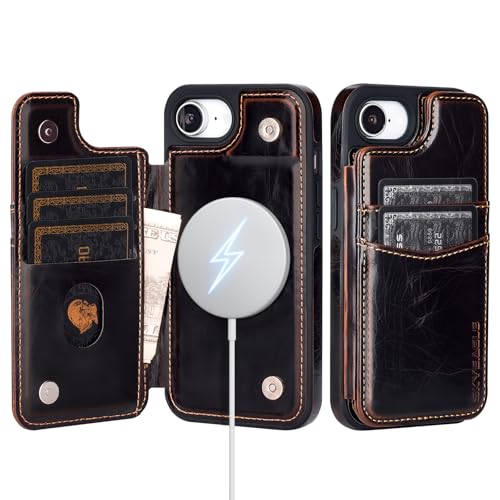 SkyEagle Compatible with MagSafe iPhone 17e / 16e Case Wallet,Coffee