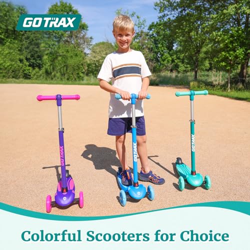Image of Gotrax KS1 Kids Kick Scooter, 3 Wheels for Boys & Girls 2-8, Gifts | LED Light-Up Wheels, 3 Adjustable Handlebar, Easy Assembly, Lightweight, Wide Anti-Slip Deck, Lean to Steer, Max Load 110 lbs